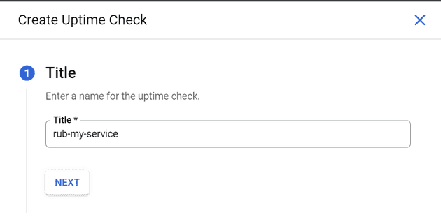 First step of creating uptime check on GCP Console