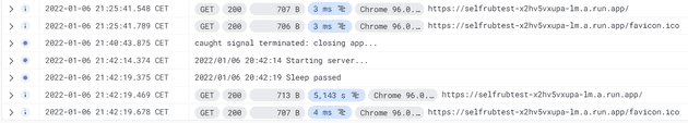 GPC logs showing slow startup of service from cold state